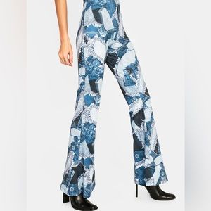 Jaded London Jersey Flare Pants w Denim Patchwork Details. NEW W TAGS+FREE SHIP